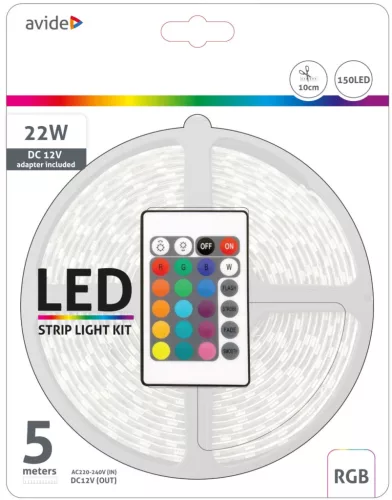 Avide LED Strip Blister 12V 7.2W SMD5050 30LED RGB IP65 5m