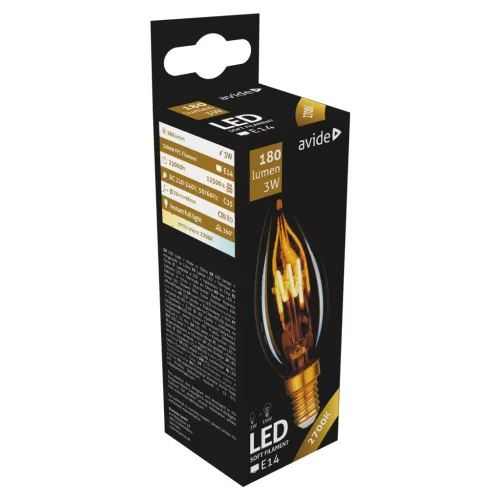 Avide LED Soft Filament Candle 3W E14 EW 2700K