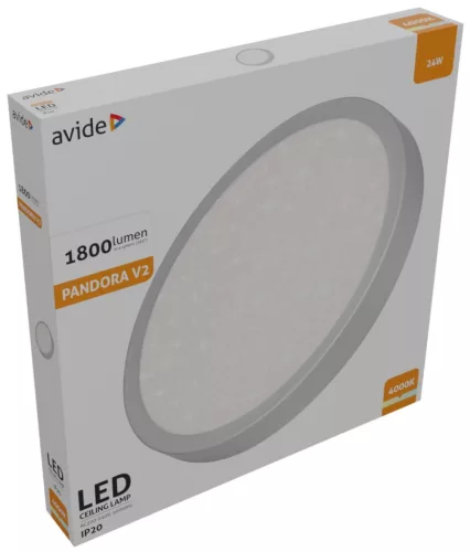 Avide LED Mennyezeti Lámpa Pandora V2 Csillagos Ezüst 24W 380*50mm NW 4000K