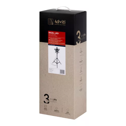 Adviti LED work floodlight and ceiling lamp 55W with tripod stand, 4950 lm