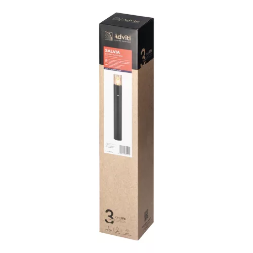 Adviti salvia outdoor standing lamp metal IP54 grey E27 50cm with motion sensor