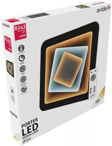 Avide Design Mennyezeti Lámpa Porter 106W(53+53) RF Távirányítóval