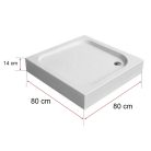 Klonberg 80x80 cm-es szögletes akril zuhanytálca 80x80 cm