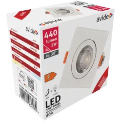 Avide LED Panel Recessed 38° Square 5W WW 3000K