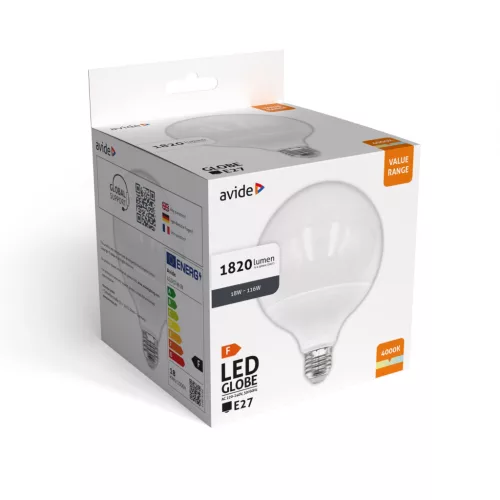 Avide Value LED G120 SMD Globe Opal E27 18W NW 4000K