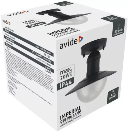 Avide Outdoor Ceiling Light Imperial 1xE27 IP44 Anthracite
