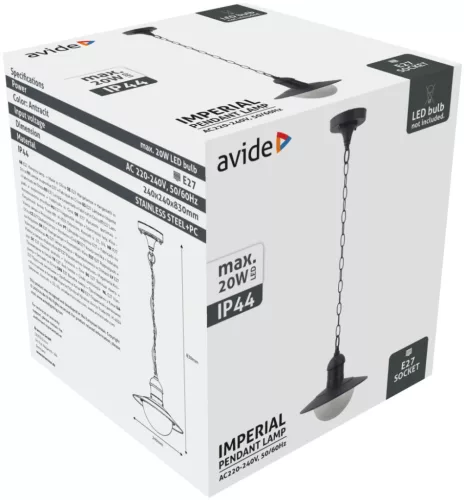 Avide outdoor pendant lamp Imperial 1xE27 IP44 Anthracite