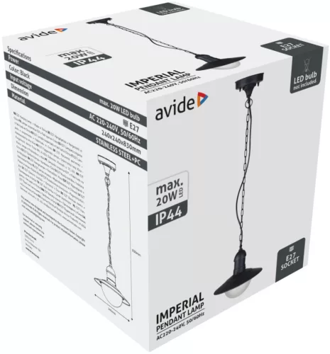 Avide outdoor pendant lamp Imperial 1xE27 IP44 black