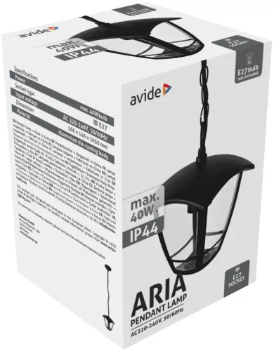 Avide Outdoor Pendant Lamp Aria 1050mm 1xE27 Black IP44