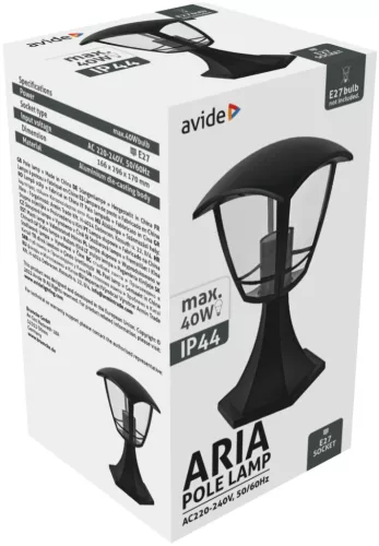 Avide Outdoor Floor Lamp Aria 290mm 1xE27 Black IP44