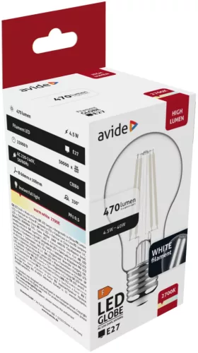 Avide LED White Filament Globe 10.5W E27 WW 2700K
