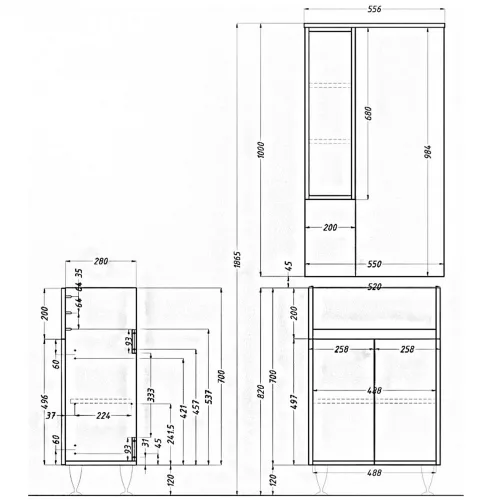 Bianca Plus 55 Unterschrank mit Waschbecken