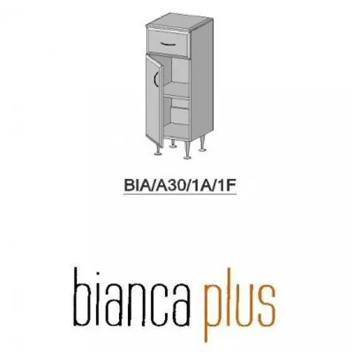Bianca Plus 30 Unterschrank, niedrig, mit 1 Tür, 1 Schublade, in Sonoma Eiche, rechts angeschlagen