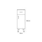 Bianca Plus 30 alacsony szekrény 1 ajtóval, 1 fiókkal, sonoma tölgy színben, jobbos