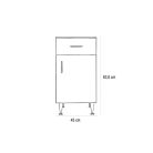 Bianca Plus 45 alacsony szekrény 1 ajtóval, 1 fiókkal, magasfényű fehér színben, jobbos