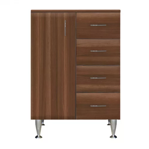 Bianca Plus 60 niedriger Schrank mit 1 Tür, 4 Schubladen, in Aida Nussbaum, links