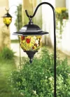 Tiffany LED Solarleuchte mit Solarpanel, steckbare Garten-Dekobeleuchtung