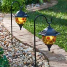 Tiffany LED Solarleuchte mit Solarpanel, steckbare Garten-Dekobeleuchtung
