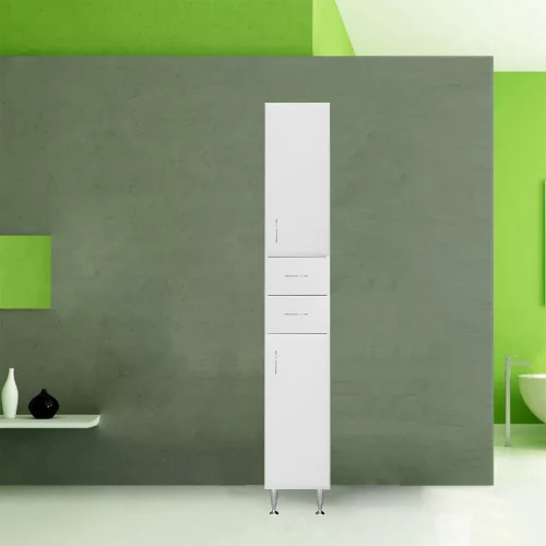 Bianca Plus 30 Hochschrank mit 2 Türen, 2 Schubladen, hochglänzend weiß, rechts