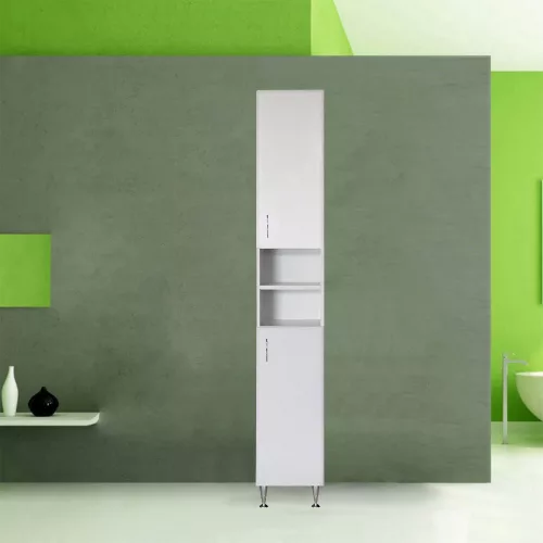 Bianca Plus 30 Hochschrank mit 2 Türen, offen, in hochglänzendem Weiß, universell