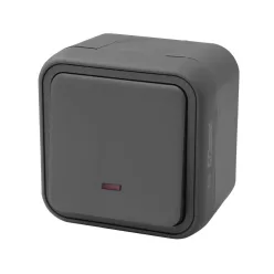   Commel outdoor surface-mounted single-pole push button with indicator light anthracite IP55