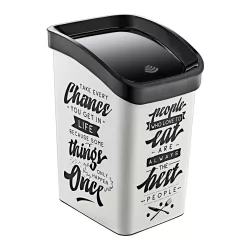   Műanyag Smart Click billenőfedeles szemetes, fehér/fekete mintás felirattal GOGO 23L