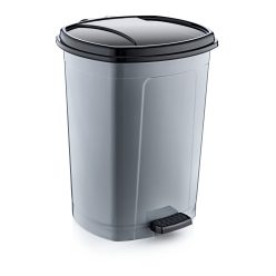 Kunststoff-Pedaleimer, silber/schwarz 50 l