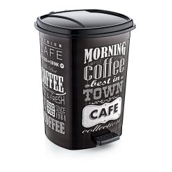   Kunststoff-Pedal-Mülleimer, schwarz/schwarz gemustert GOGO 50L