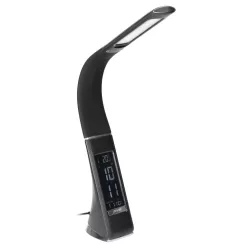   Virone leather-effect 5W LED desk lamp with clock, 400 lm, 4000 K, black