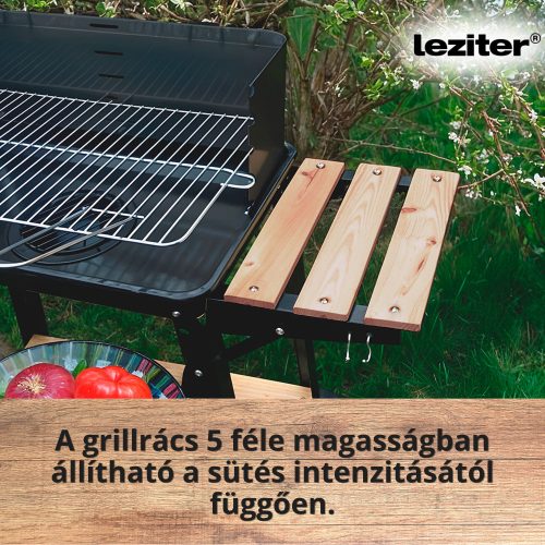Téglalap alakú görgős faszenes grill