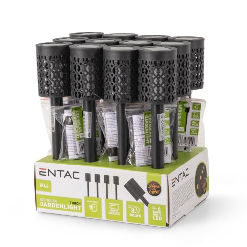 Entac Kerti Szolár Leszúrható Fáklya Láng effekttel, 36cm, 6db WW LED, 12db/kínáló