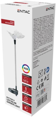 Entac Garden Solar Light 340mm RGB Stainless Steel Butterfly Shape