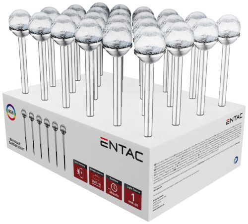 Entac Garten Solarleuchte 340 mm Edelstahl Glas-Kopf 1 LED RGB 24/Ständer