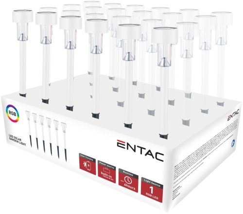 Entac Kerti Szolár Lámpa 360mm Rozsdamentes acél Fehér 1 LED RGB 24/kínáló RGB 