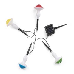   Entac Garden Solar String Lights, Mushroom, 20cm, 4 Stake LEDs, 4 Colors