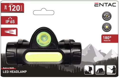 Entac Headlamp 3W with built-in 18650 Battery