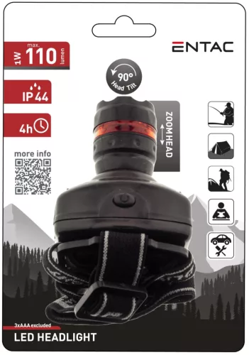 Entac Headlamp Focusable 1W Plastic