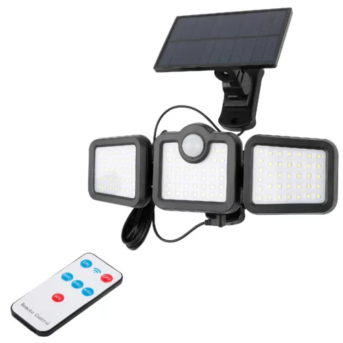 Entac Napelemes Műanyag Fali lámpa 15W SMD 3 fej levehető szolárpanel