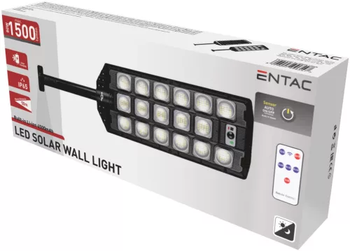 Entac LED Solar Street Light with Remote Control, Motion Sensor, Automatic Dimm Function, 1500 lm