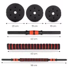 Állítható súlyzók 2x10 kg-os súlyzószett 20 kg-os rúd
