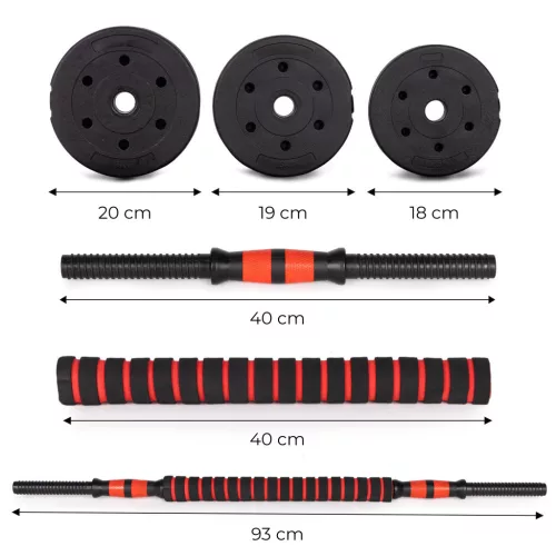 Állítható súlyzók 2x10 kg-os súlyzószett 20 kg-os rúd