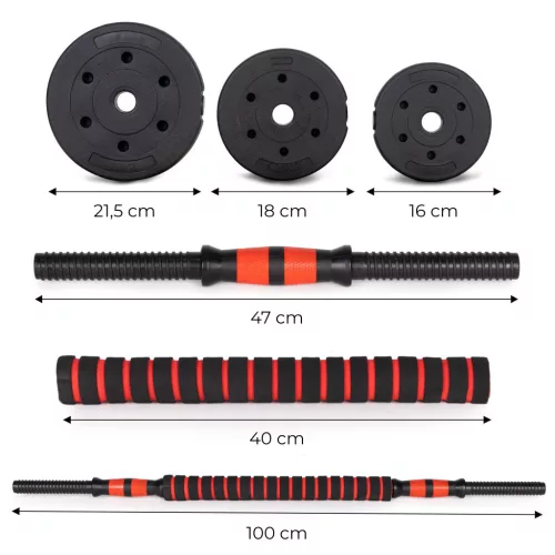 Állítható súlyzók 2x15 kg-os súlyzószett 30 kg-os rúd