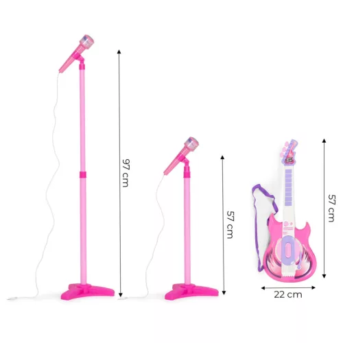 Játék gitár 57 cm mikrofonnal és álvánnyal