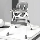 Gyerek etetőszék tálcával és kosárral 5 pontos biztonsági övvel szürke