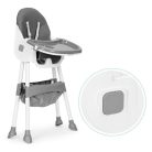 Gyerek etetőszék tálcával és kosárral 5 pontos biztonsági övvel szürke