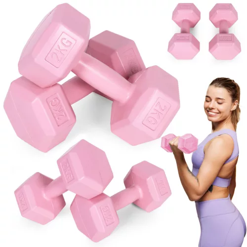 Hex súlyzó szett 2x2 kg rózsaszín