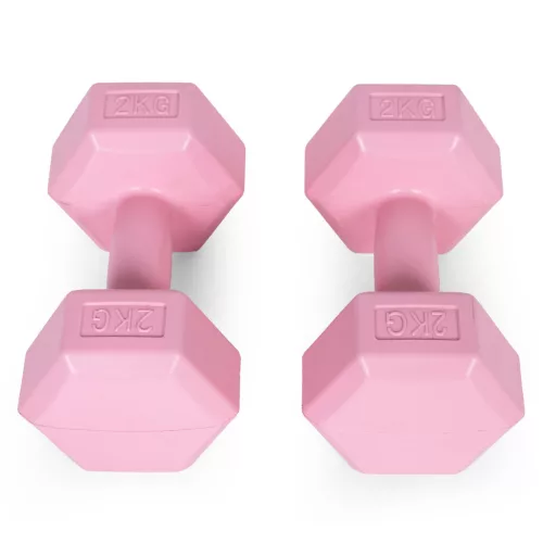 Hex súlyzó szett 2x2 kg rózsaszín