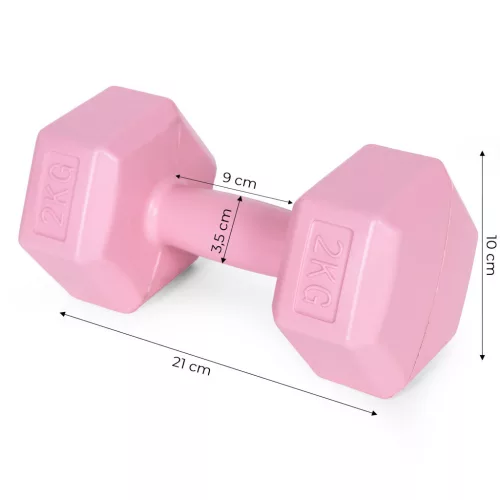 Hex súlyzó szett 2x2 kg rózsaszín