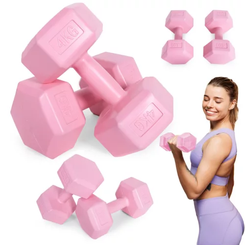Hex súlyzó szett 2x4 kg rózsaszín