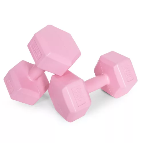 Hex súlyzó szett 2x4 kg rózsaszín